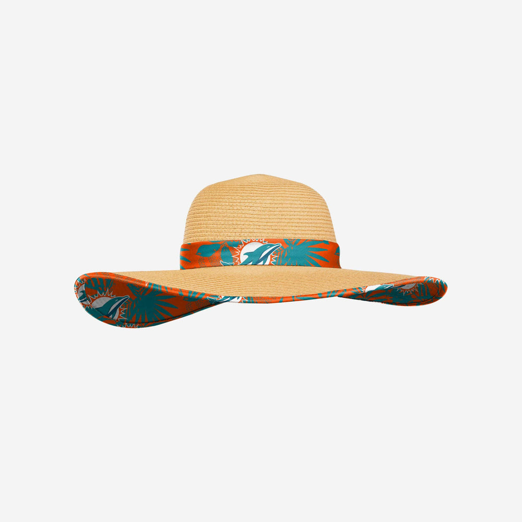 Miami Dolphins Womens Floral Straw Hat FOCO - FOCO.com