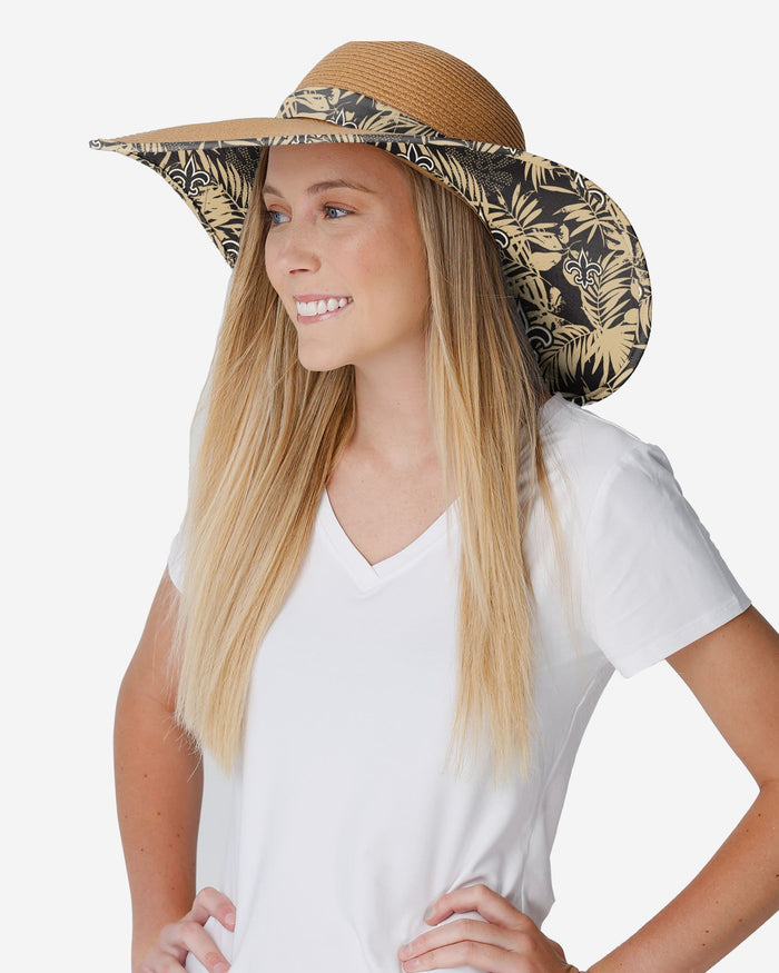 New Orleans Saints Womens Floral Straw Hat FOCO - FOCO.com