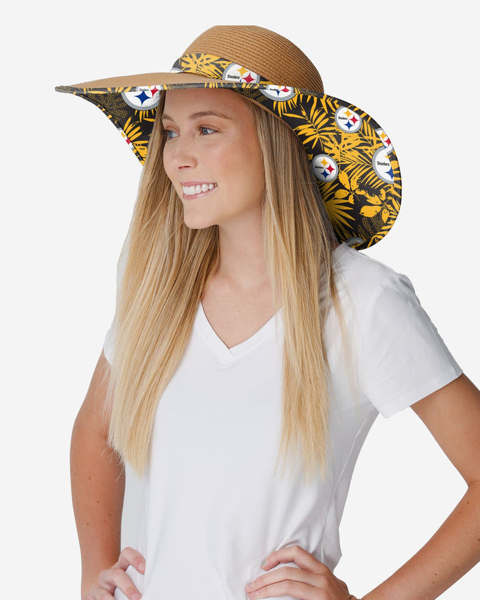 Pittsburgh Steelers Womens Floral Straw Hat FOCO - FOCO.com