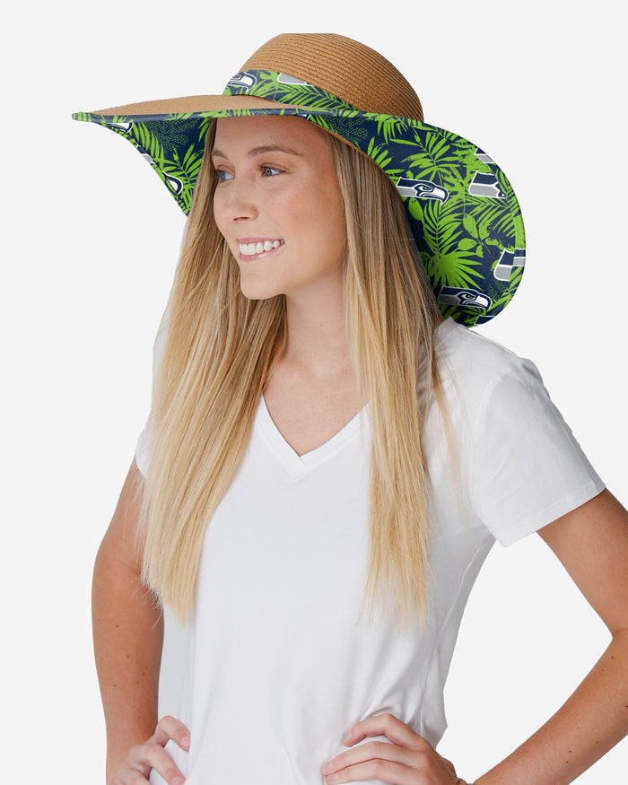 Seattle Seahawks Womens Floral Straw Hat FOCO - FOCO.com