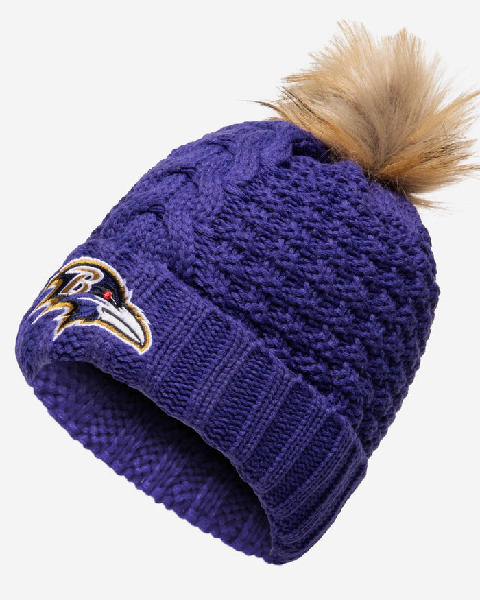 Baltimore Ravens Womens Faux Fur Pom Beanie FOCO - FOCO.com