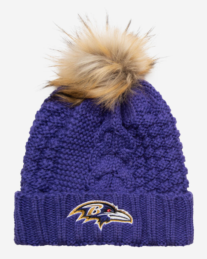 Baltimore Ravens Womens Faux Fur Pom Beanie FOCO - FOCO.com