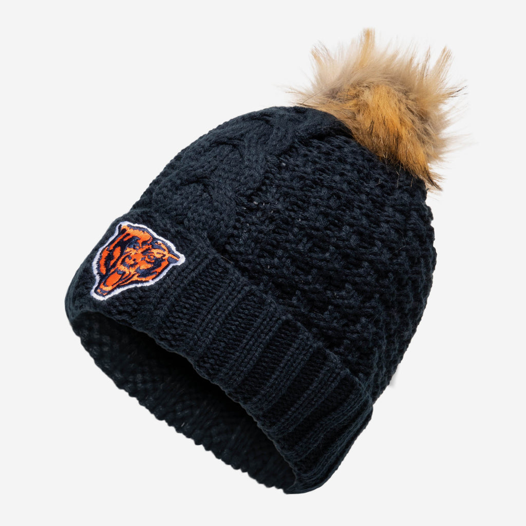 Chicago Bears Womens Faux Fur Pom Beanie FOCO - FOCO.com