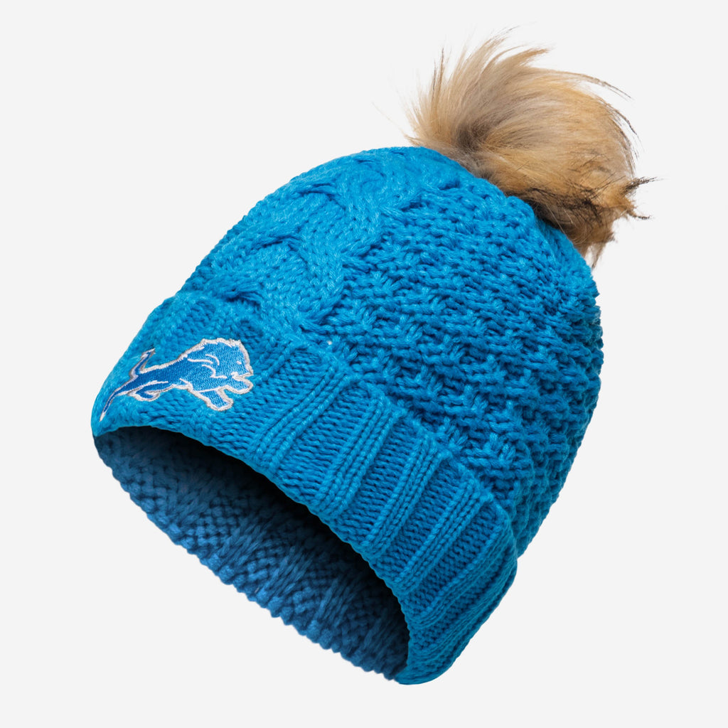 Detroit Lions Womens Faux Fur Pom Beanie FOCO - FOCO.com