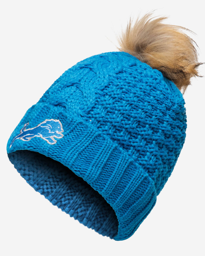 Detroit Lions Womens Faux Fur Pom Beanie FOCO - FOCO.com