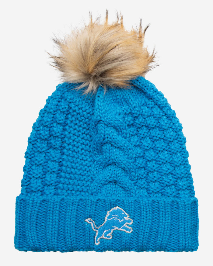 Detroit Lions Womens Faux Fur Pom Beanie FOCO - FOCO.com