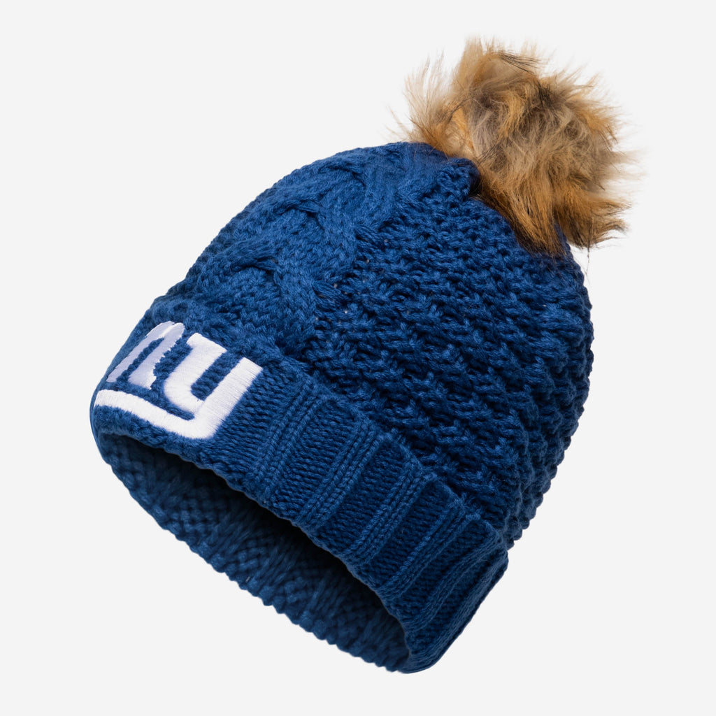 New York Giants Womens Faux Fur Pom Beanie FOCO - FOCO.com