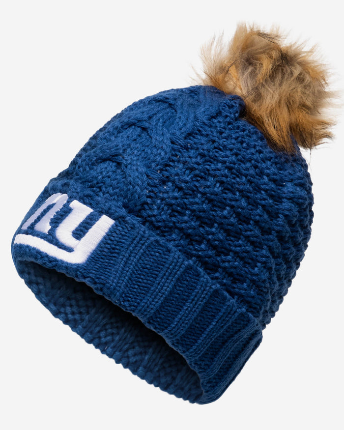 New York Giants Womens Faux Fur Pom Beanie FOCO - FOCO.com