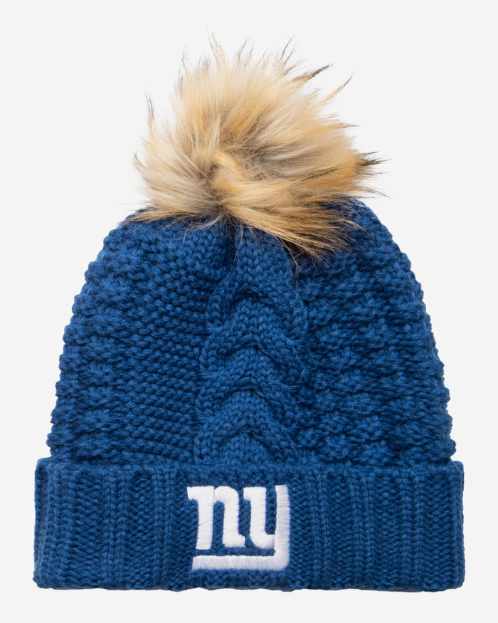 New York Giants Womens Faux Fur Pom Beanie FOCO - FOCO.com