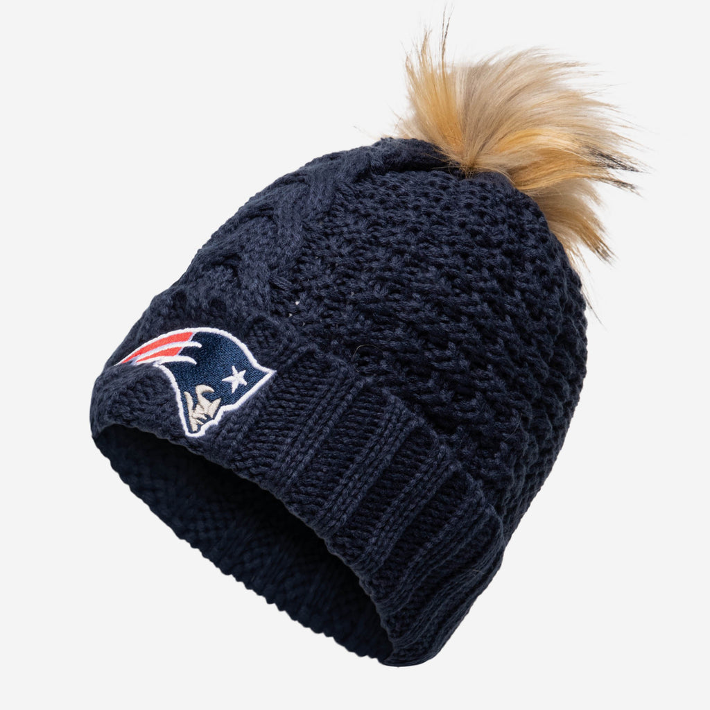 New England Patriots Womens Faux Fur Pom Beanie FOCO - FOCO.com