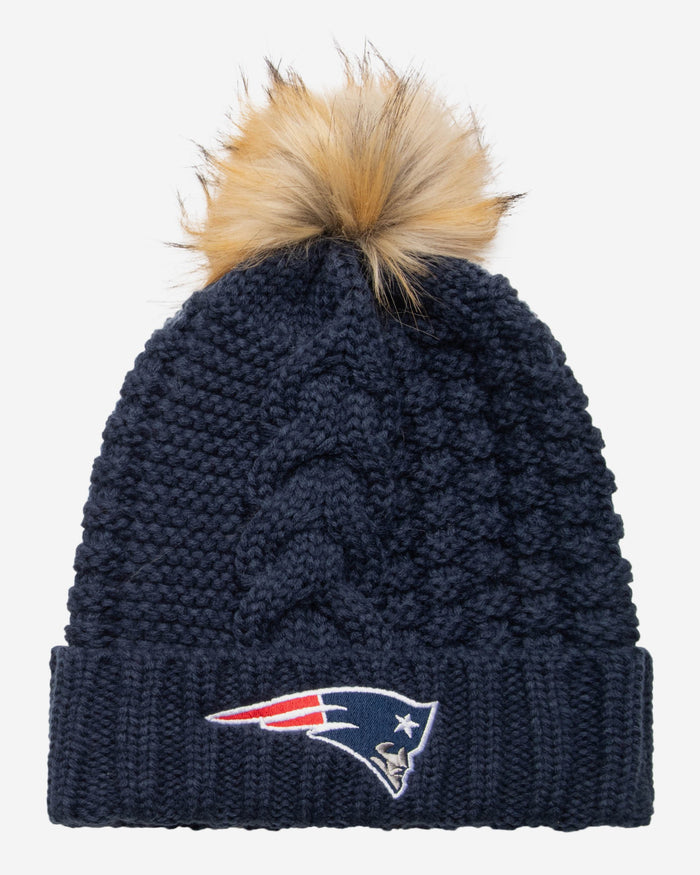 New England Patriots Womens Faux Fur Pom Beanie FOCO - FOCO.com