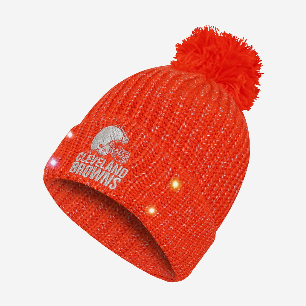 Cleveland Browns Womens Glitter Knit Light Up Beanie FOCO - FOCO.com