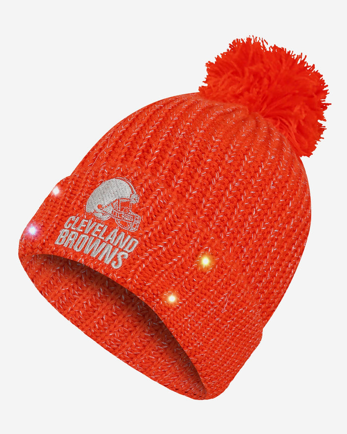 Cleveland Browns Womens Glitter Knit Light Up Beanie FOCO - FOCO.com