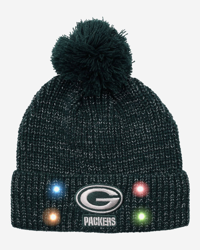 Green Bay Packers Womens Glitter Knit Light Up Beanie FOCO - FOCO.com