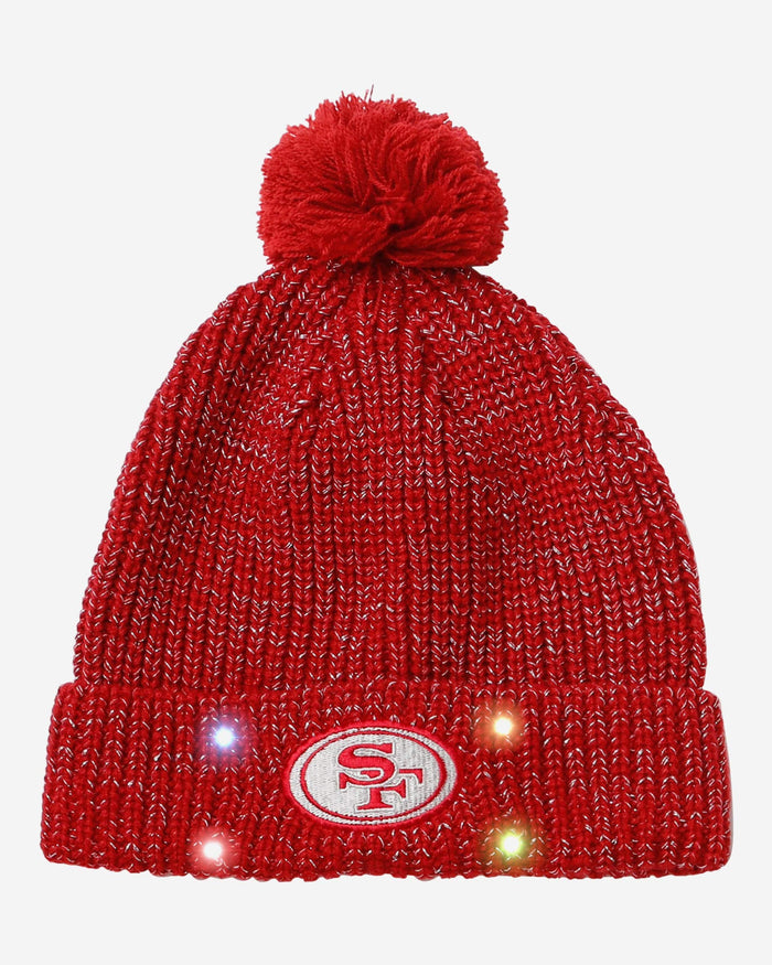 San Francisco 49ers Womens Glitter Knit Light Up Beanie FOCO - FOCO.com