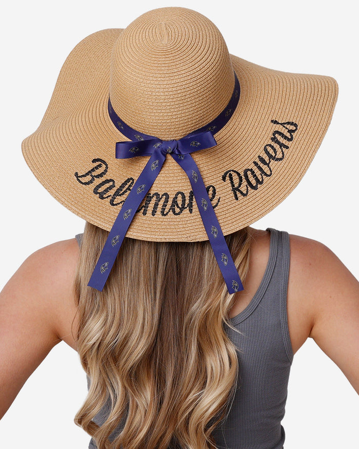 Baltimore Ravens Womens Wordmark Beach Straw Hat FOCO - FOCO.com