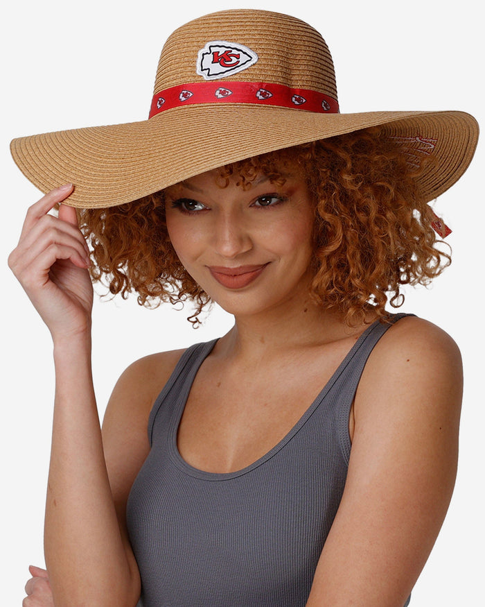 Kansas City Chiefs Womens Wordmark Beach Straw Hat FOCO - FOCO.com