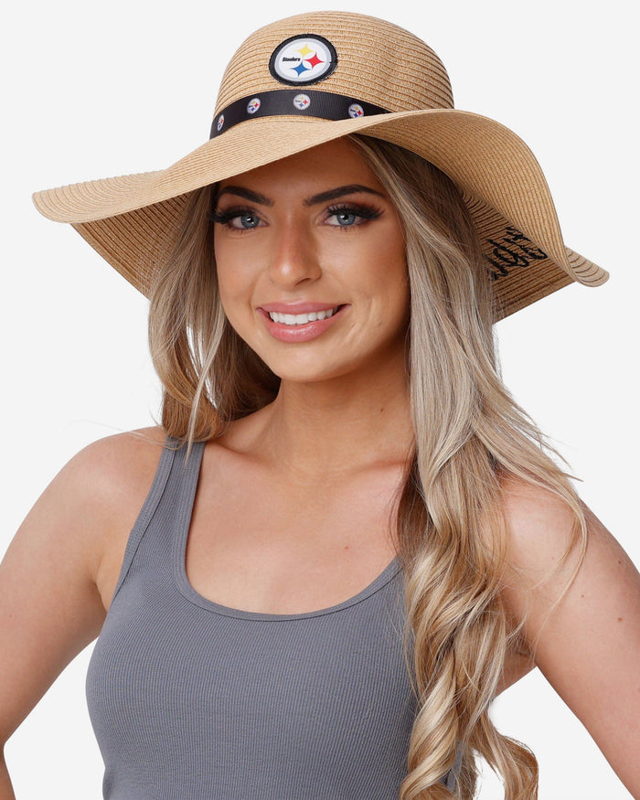 Pittsburgh Steelers Womens Wordmark Beach Straw Hat FOCO - FOCO.com