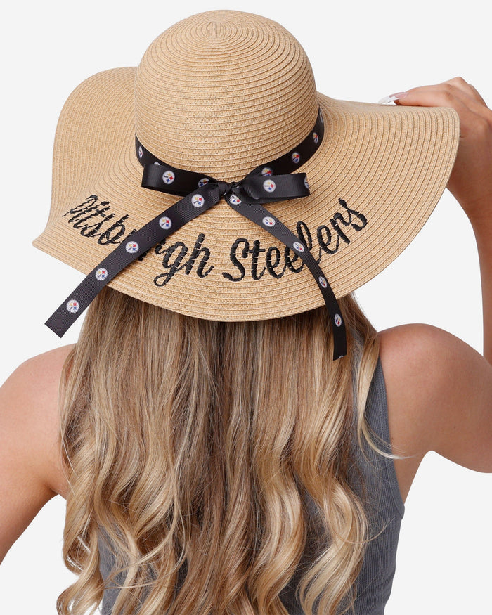 Pittsburgh Steelers Womens Wordmark Beach Straw Hat FOCO - FOCO.com