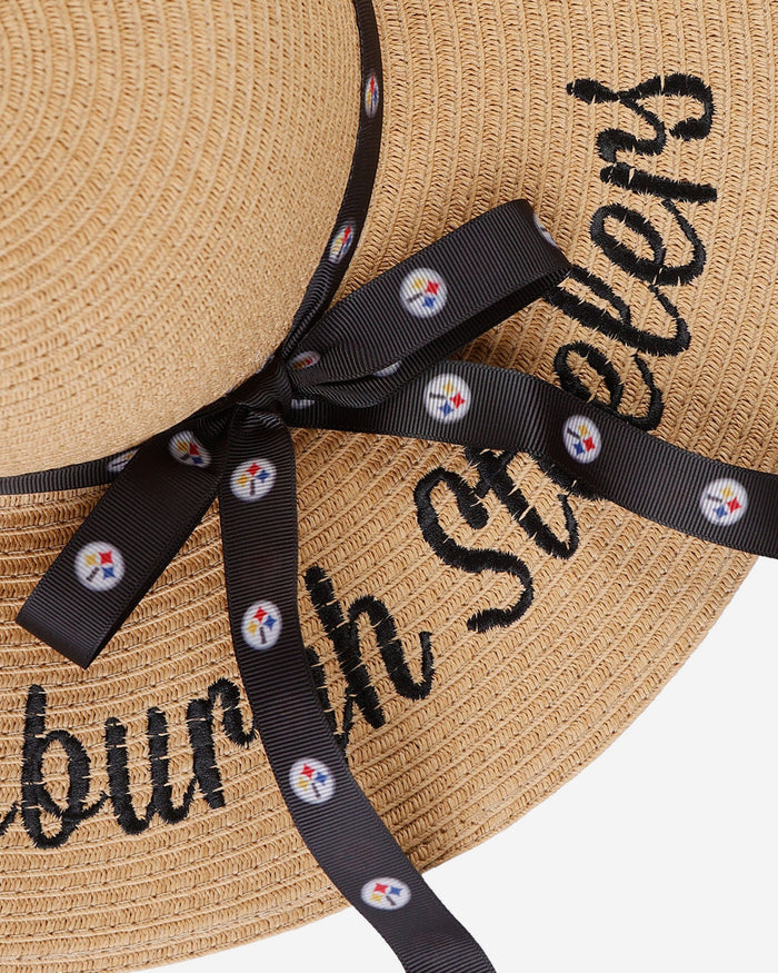 Pittsburgh Steelers Womens Wordmark Beach Straw Hat FOCO - FOCO.com