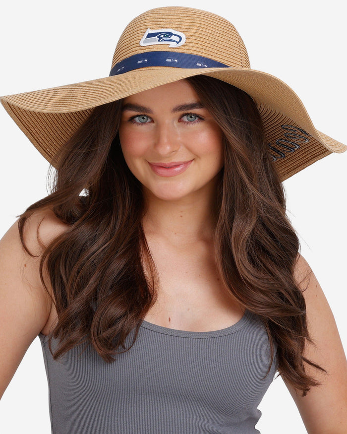 Seattle Seahawks Womens Wordmark Beach Straw Hat FOCO - FOCO.com