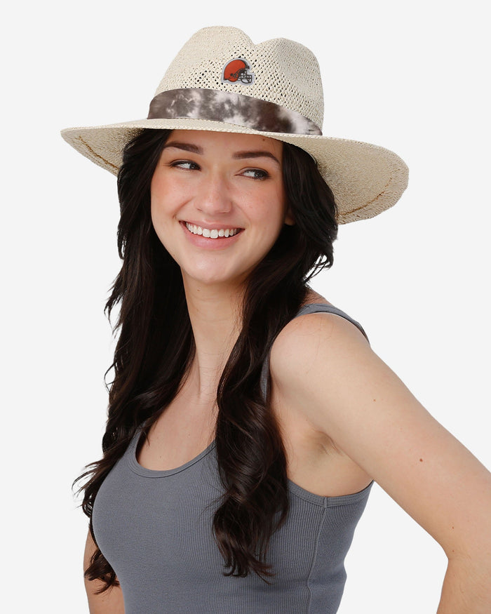 Cleveland Browns Womens Tie-Dye Ribbon Straw Hat FOCO - FOCO.com