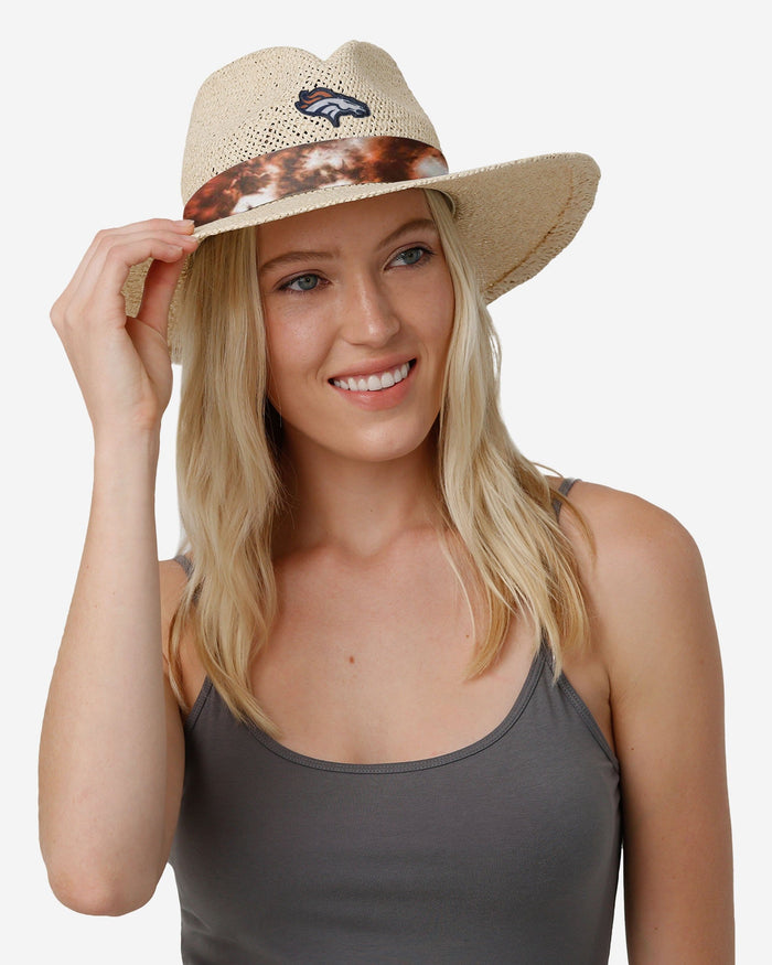 Denver Broncos Womens Tie-Dye Ribbon Straw Hat FOCO - FOCO.com