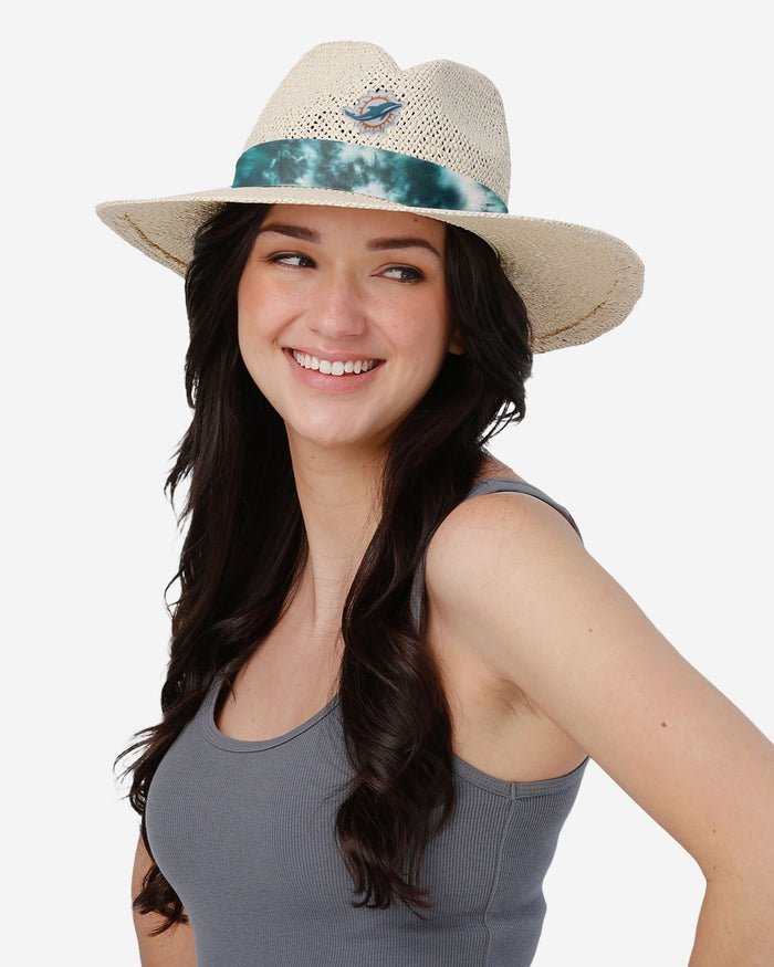 Miami Dolphins Womens Tie-Dye Ribbon Straw Hat FOCO - FOCO.com