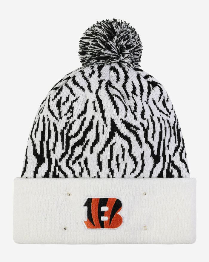 Cincinnati Bengals White Stripe Light Up Beanie FOCO - FOCO.com