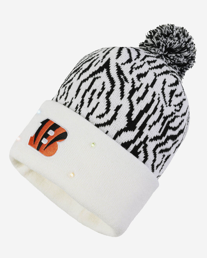 Cincinnati Bengals White Stripe Light Up Beanie FOCO - FOCO.com