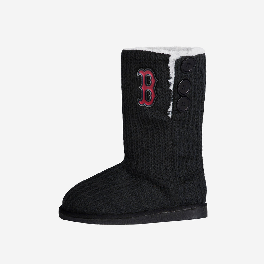 Boston Red Sox Knit High End Button Boot Slipper FOCO - FOCO.com