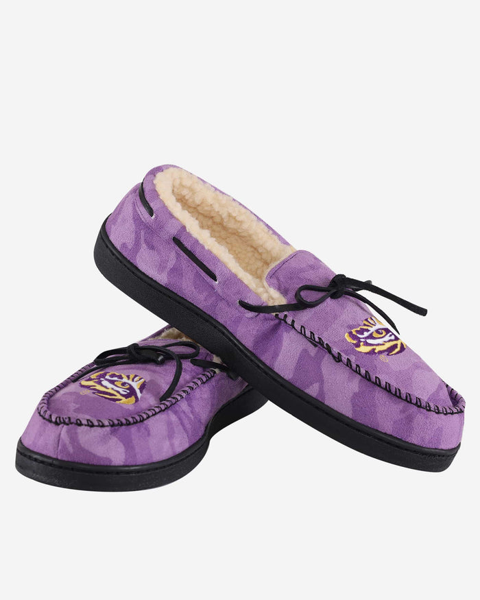 LSU Tigers Printed Camo Moccasin Slipper FOCO - FOCO.com