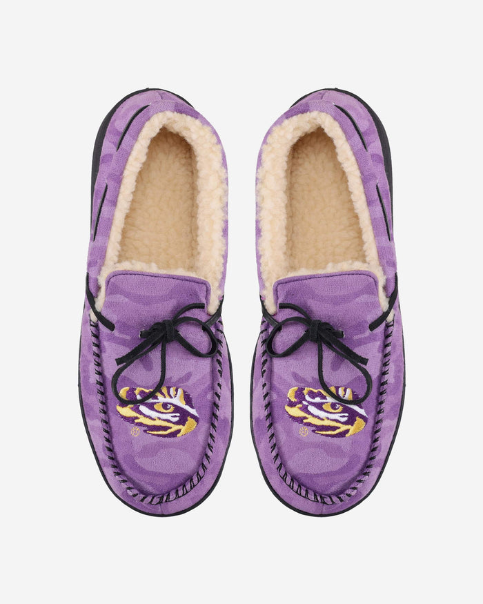 LSU Tigers Printed Camo Moccasin Slipper FOCO - FOCO.com