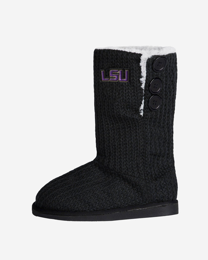 LSU Tigers Knit High End Button Boot Slipper FOCO - FOCO.com