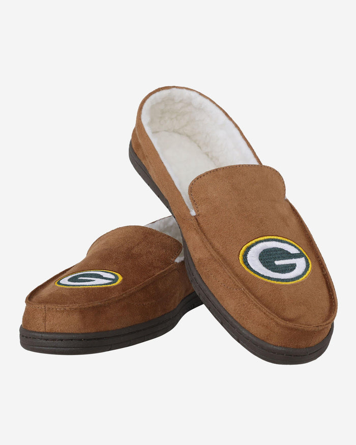 Green Bay Packers Beige Moccasin Slipper FOCO - FOCO.com