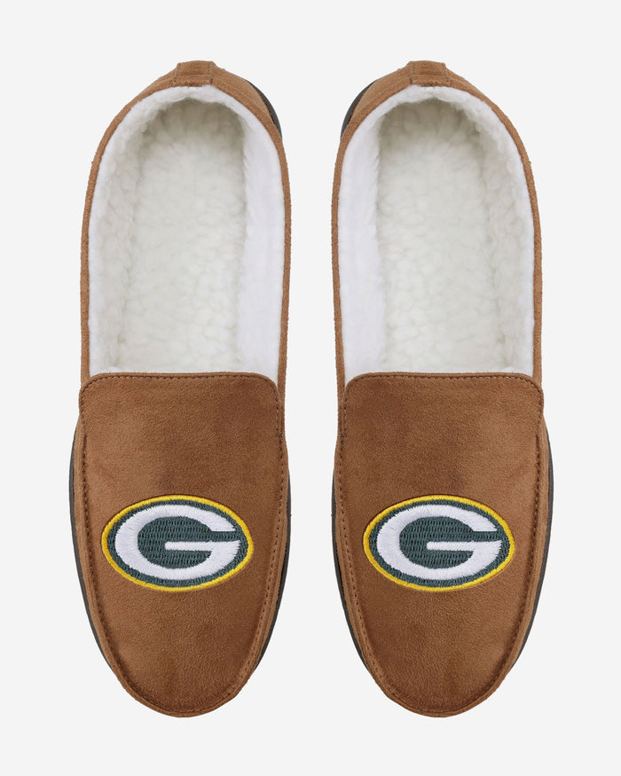 Green Bay Packers Beige Moccasin Slipper FOCO - FOCO.com