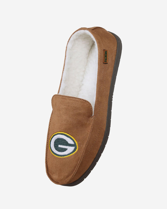 Green Bay Packers Beige Moccasin Slipper FOCO - FOCO.com