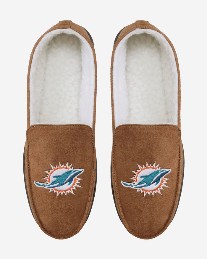 Miami Dolphins Beige Moccasin Slipper FOCO - FOCO.com