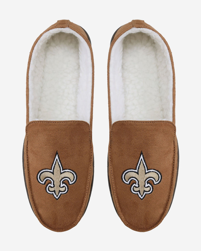 New Orleans Saints Beige Moccasin Slipper FOCO - FOCO.com