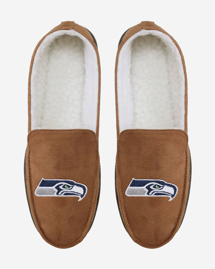 Seattle Seahawks Beige Moccasin Slipper FOCO - FOCO.com