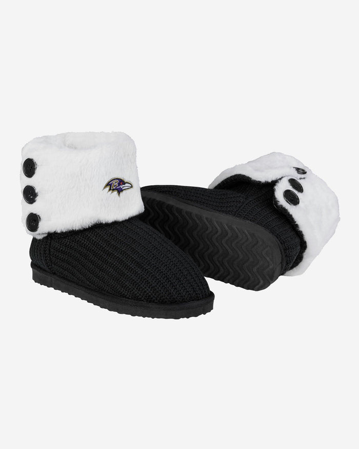 Baltimore Ravens Knit High End Button Boot Slipper FOCO - FOCO.com