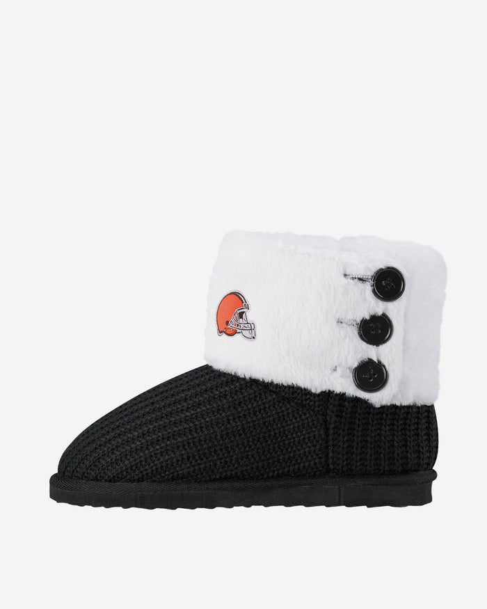 Cleveland Browns Knit High End Button Boot Slipper FOCO - FOCO.com