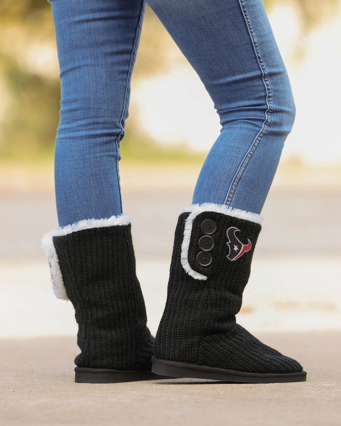 Houston Texans Knit High End Button Boot Slipper FOCO - FOCO.com