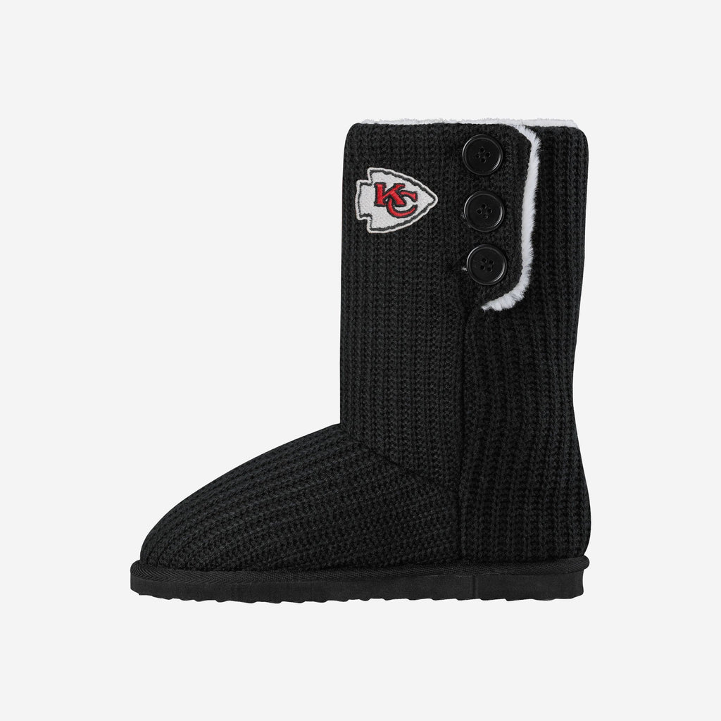 Kansas City Chiefs Knit High End Button Boot Slipper FOCO S - FOCO.com