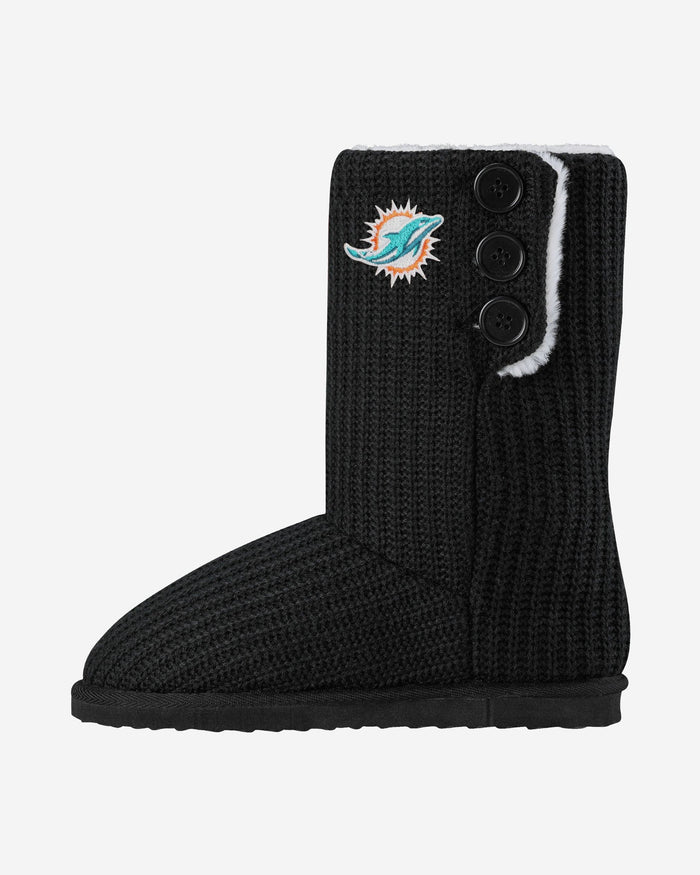 Miami Dolphins Knit High End Button Boot Slipper FOCO S - FOCO.com