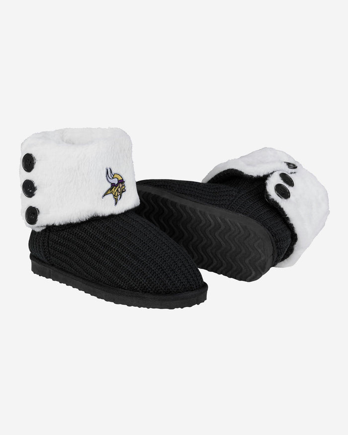 Minnesota Vikings Knit High End Button Boot Slipper FOCO - FOCO.com