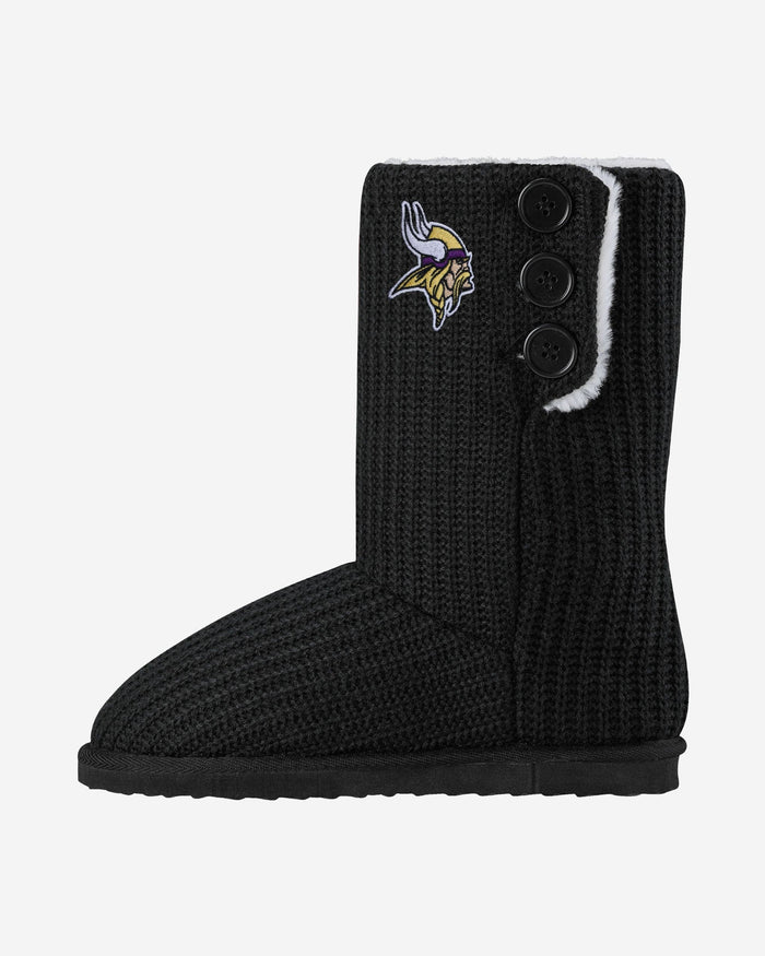 Minnesota Vikings Knit High End Button Boot Slipper FOCO S - FOCO.com
