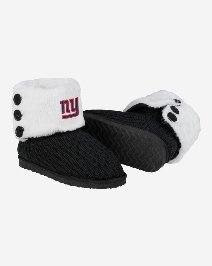 New York Giants Knit High End Button Boot Slipper FOCO - FOCO.com