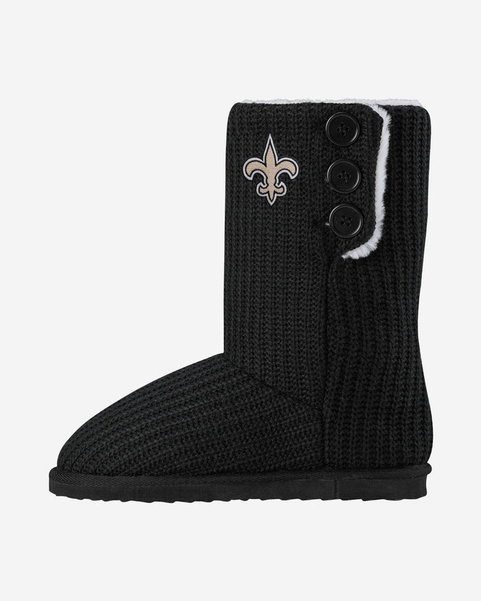 New Orleans Saints Knit High End Button Boot Slipper FOCO S - FOCO.com