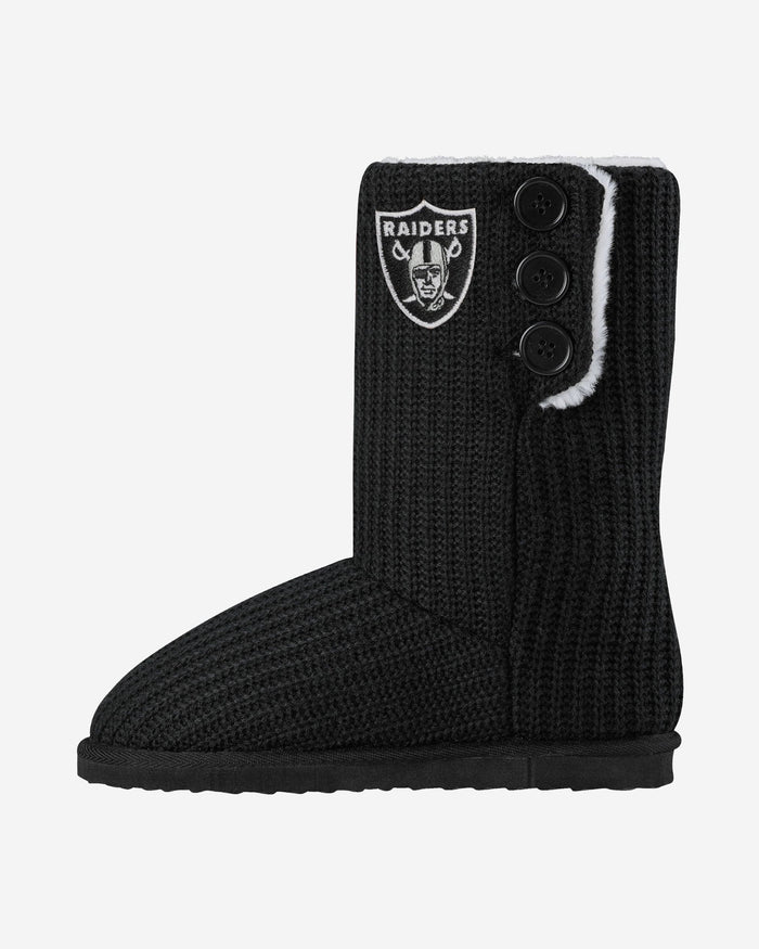 Las Vegas Raiders Knit High End Button Boot Slipper FOCO S - FOCO.com